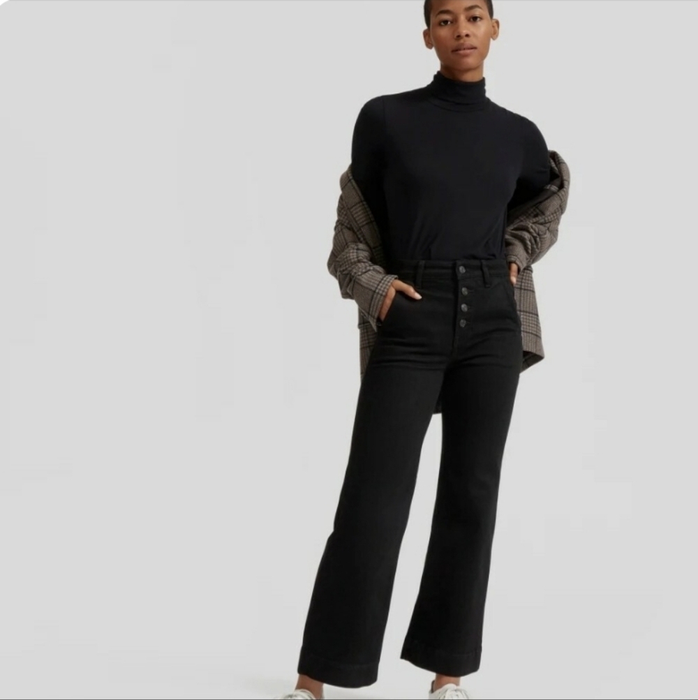 Everlane Wide Leg Black Y2k Jeans with 5 Button Fly Size 25 - Picture 7 of 7